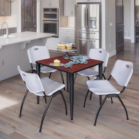 Regency Kahlo Square Table & Chair Sets, 30 W, 30 L, 29 H, Wood, Metal, Plastic Top, Cherry TPL3030CHBK47GY